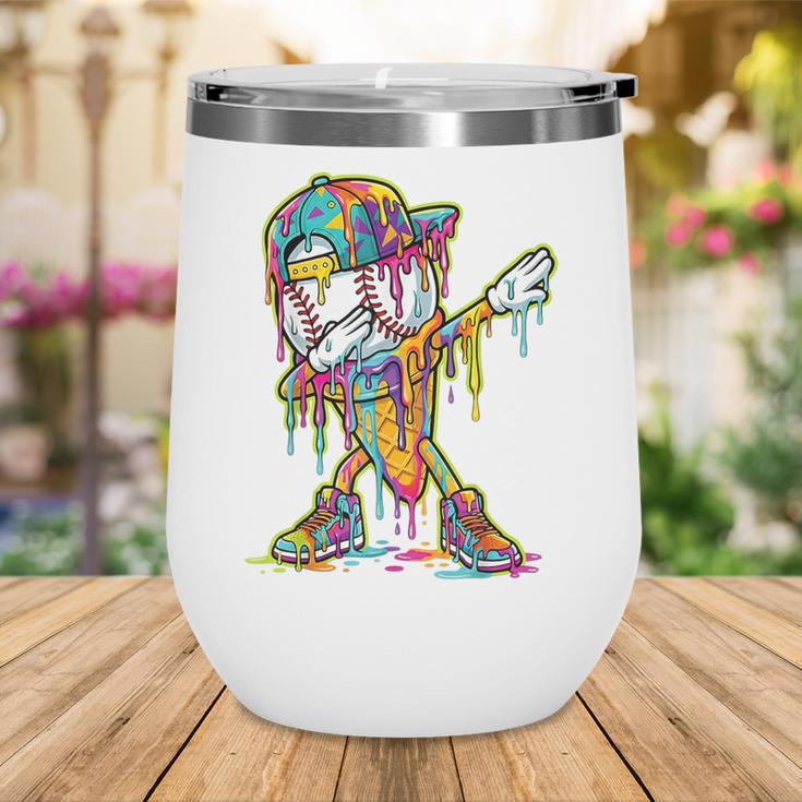 Baseball Ice Cream Dripping Dabbing Baseball Drip Wine Tumbler Baseball Ice Cream Dripping Dabbing Baseball Drip Wine Tumbler
