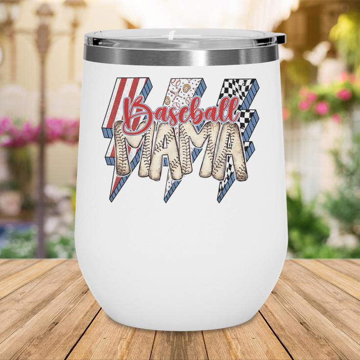 Baseball Mama Lightning Bolt Checkered Varsity Mother's Day Wine Tumbler