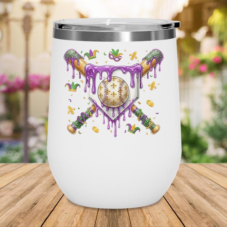 Baseball Mardi Gras Carnival Party Mask Ice Cream Drip Boys Wine Tumbler