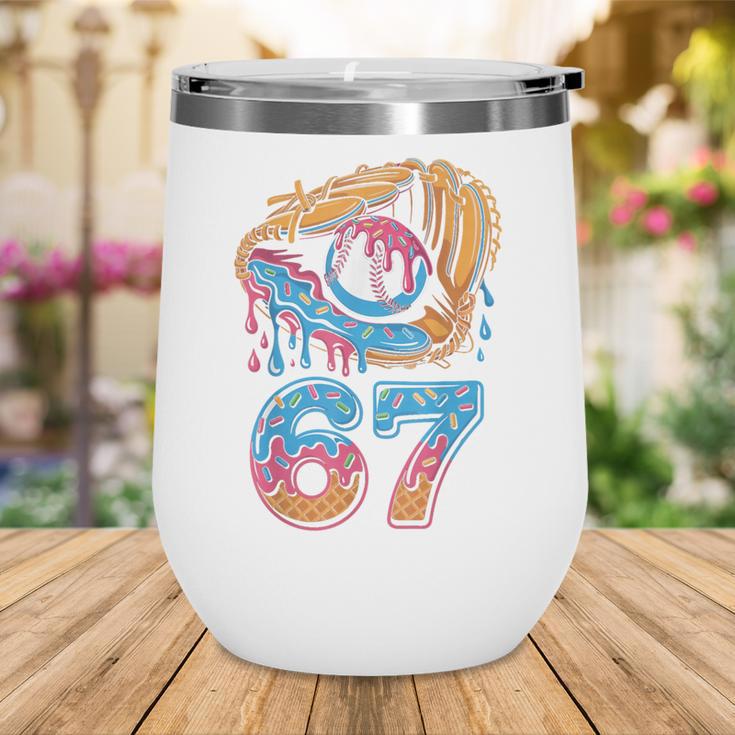 Baseball Player 67 Number 67th Sports Ice Cream Drip Wine Tumbler