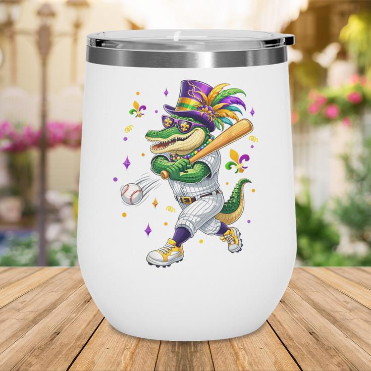 Baseball Player Mardi Gras Alligator Carnival Costume Beads Wine Tumbler Baseball Player Mardi Gras Alligator Carnival Costume Beads Wine Tumbler