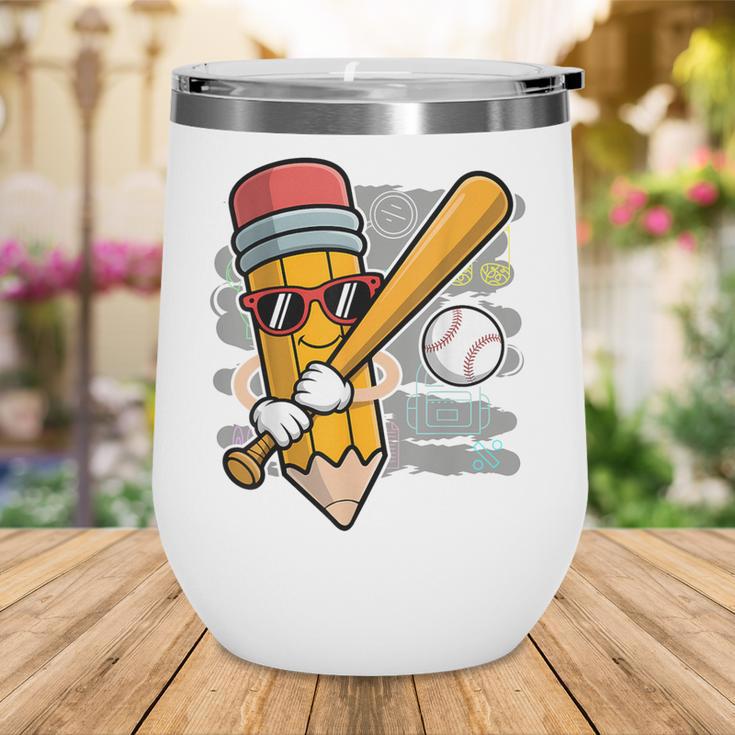 Baseball Player Pencil Back To School Cute Sport Students Wine Tumbler Baseball Player Pencil Back To School Cute Sport Students Wine Tumbler