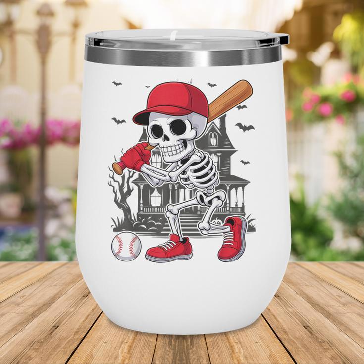 Baseball Skeleton Halloween Playing Wine Tumbler