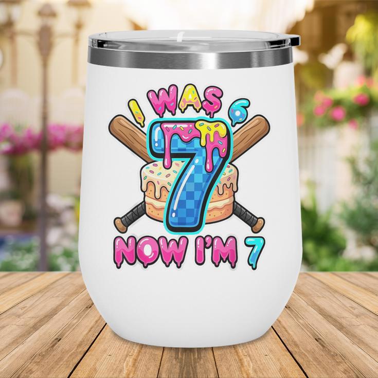 Blue Checkered I Was 6 Now I'm 7 Birthday Cake Baseball Drip Wine Tumbler Blue Checkered I Was 6 Now I'm 7 Birthday Cake Baseball Drip Wine Tumbler