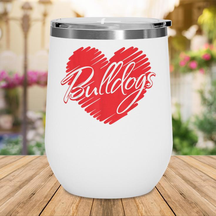 Bulldogs Heart Back To School Spirit R Wine Tumbler