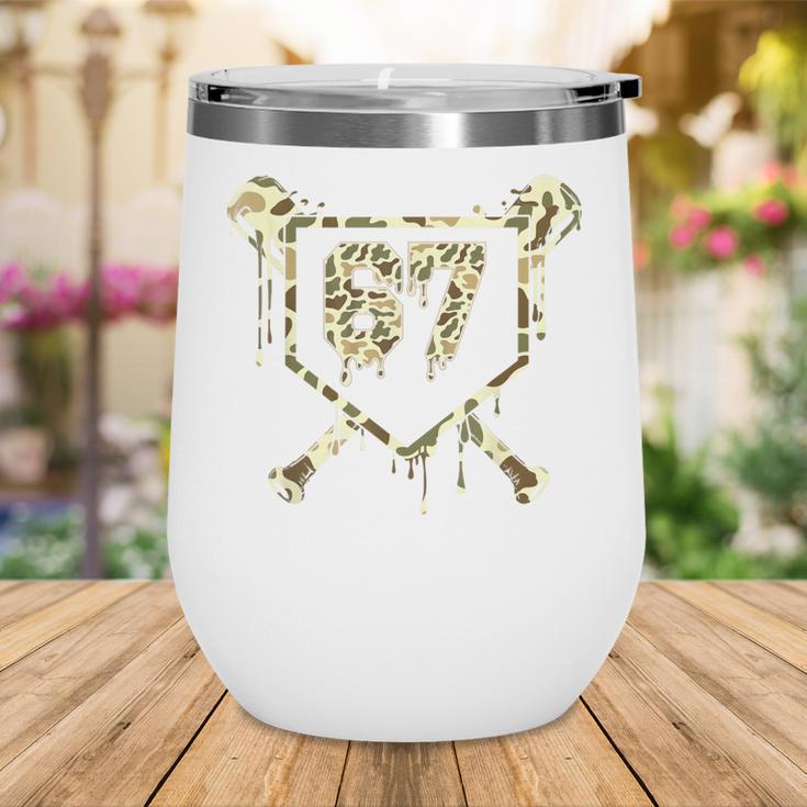Camo Baseball Ice Cream Drip Number 67 Player 67th Birthday Wine Tumbler