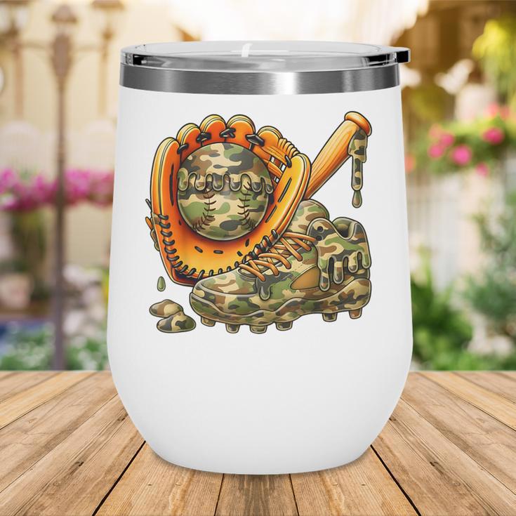 Camo Ice Cream Drip Baseball Stuff Baseball Drip Boys Wine Tumbler