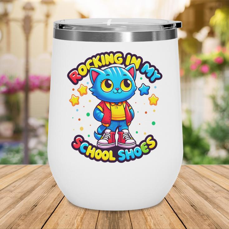 Cat Rocking In My School Shoes Fun Back To School Kids Boys Premium Tri-Blend Wine Tumbler