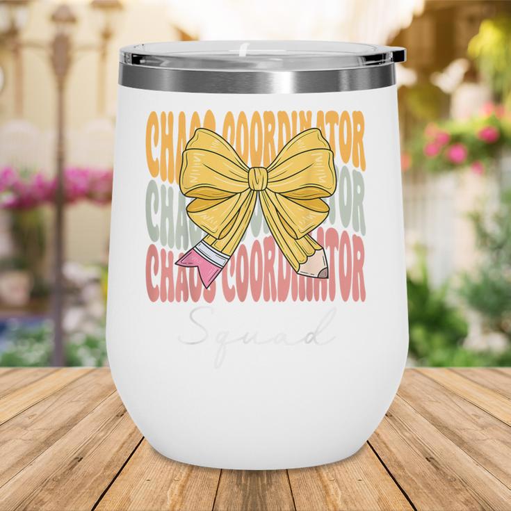 Chaos Coordinator Squad Groovy Coquette Bow Back To School Wine Tumbler