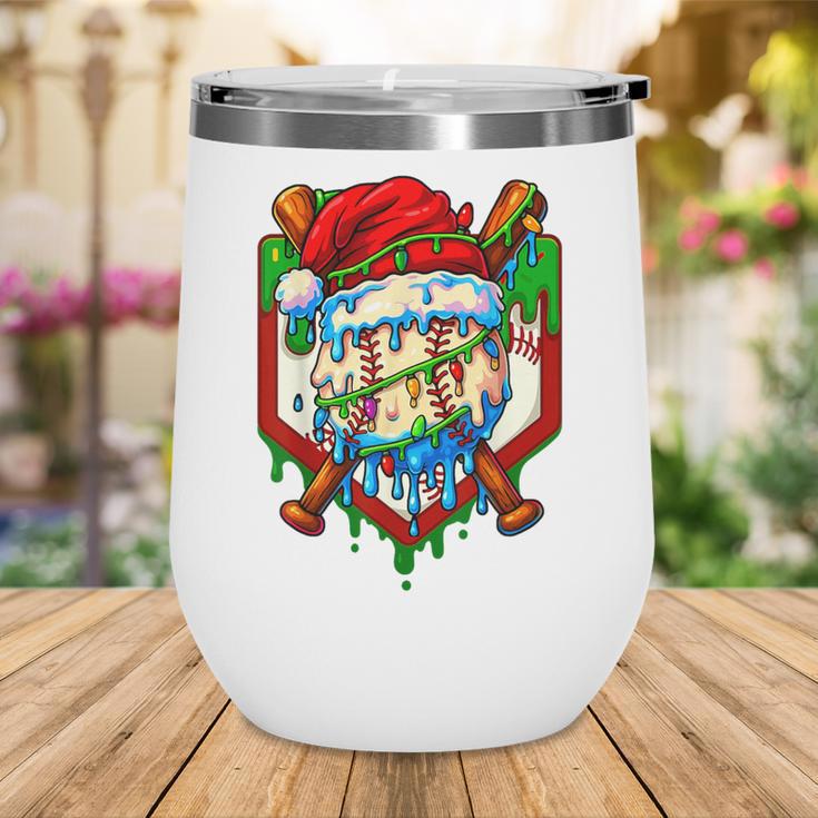 Christmas Baseball Ice Cream Drip Santa Baseball Player Kids Wine Tumbler Christmas Baseball Ice Cream Drip Santa Baseball Player Kids Wine Tumbler