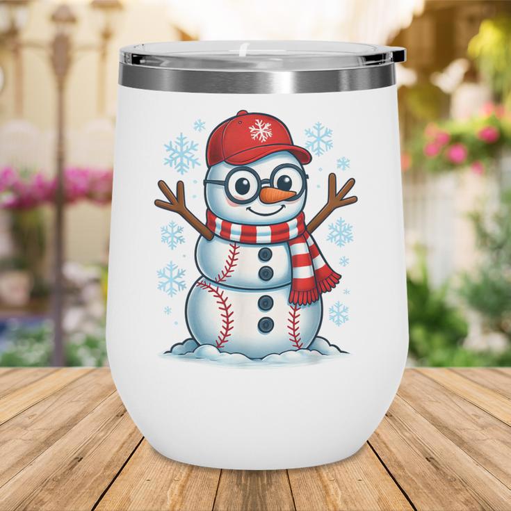 Christmas Baseball Snowman Xmas Pajamas Women Men Boys Wine Tumbler