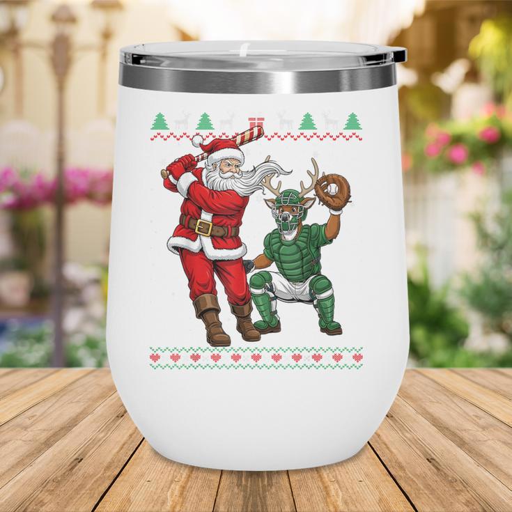 Christmas Santa Baseball Ugly Sweater Wine Tumbler Christmas Santa Baseball Ugly Sweater Wine Tumbler