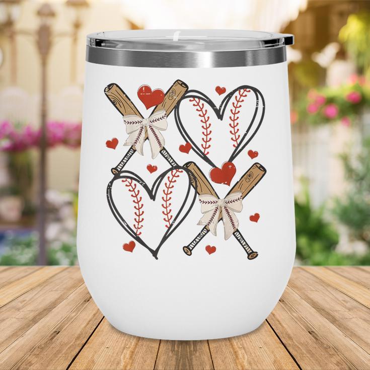 Coquette Bow XOXO Baseball Lover Heart Valentine Game Day Wine Tumbler