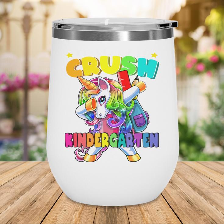 Crush Kindergarten Dabbing Unicorn Back To School Girls Performance Wine Tumbler