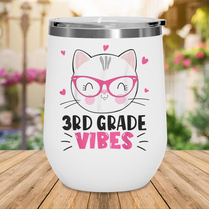 Cute 3rd Grade Vibes Cat Kitten Lover Back To School Girls Wine Tumbler