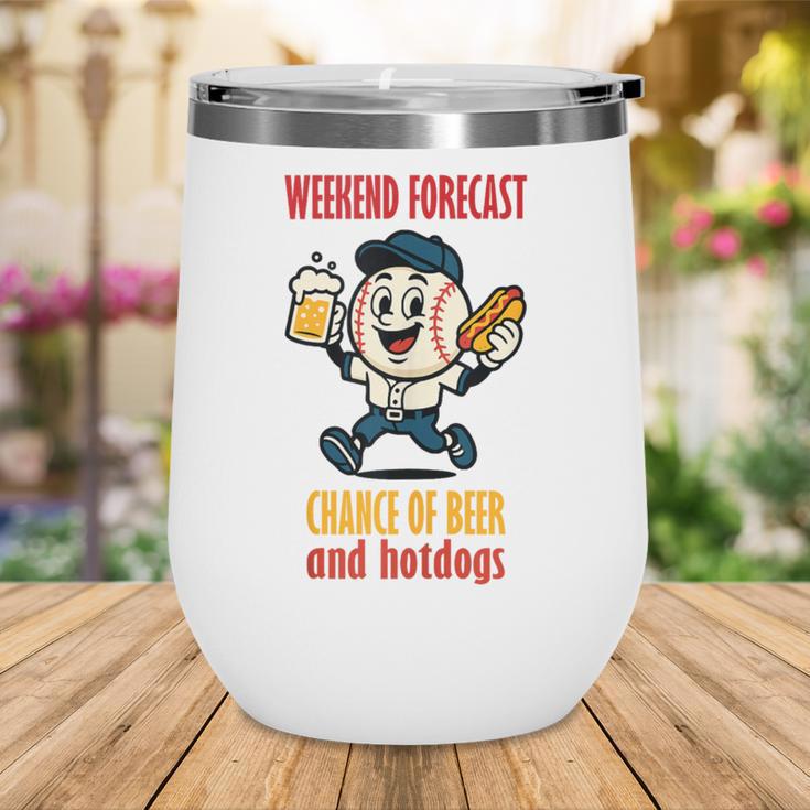Cute Baseball Fan Weekend Forecast Change Of Beer And Hotdog Wine Tumbler