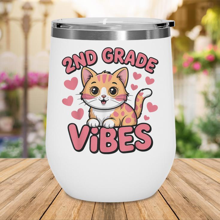 Cute Cat 2nd Grade Vibes Back To School Second Grade Girls Wine Tumbler