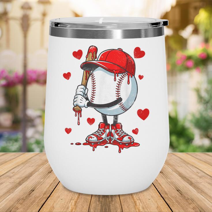 Cute Dripping Baseball Lover Valentines Day Boys Kids Wine Tumbler