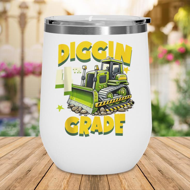 Diggin 4th Grade Bulldozer Back To School Wine Tumbler