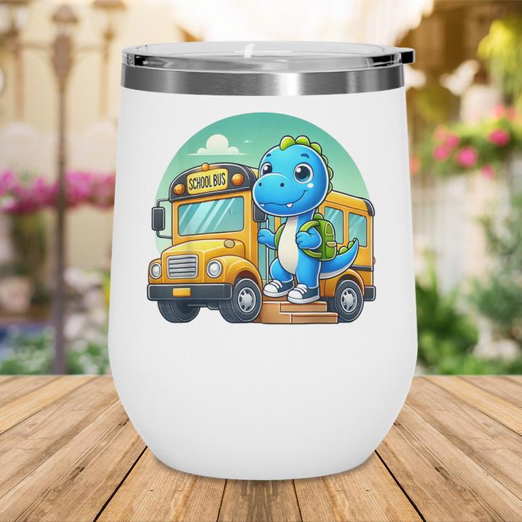 Dinosaur Kids Riding a Bus Back To School Ready To Crush Wine Tumbler Dinosaur Kids Riding a Bus Back To School Ready To Crush Wine Tumbler