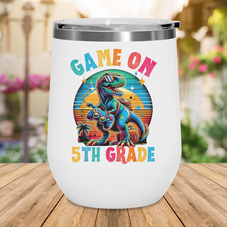 Dinosaur Video Games Back To School 5th Grade Boys Gamer Wine Tumbler Dinosaur Video Games Back To School 5th Grade Boys Gamer Wine Tumbler