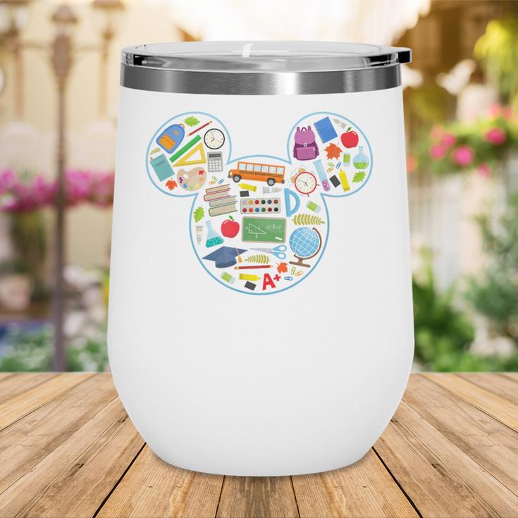 Disney Mickey And Friends Back To School Supplies Logo Fill Wine Tumbler