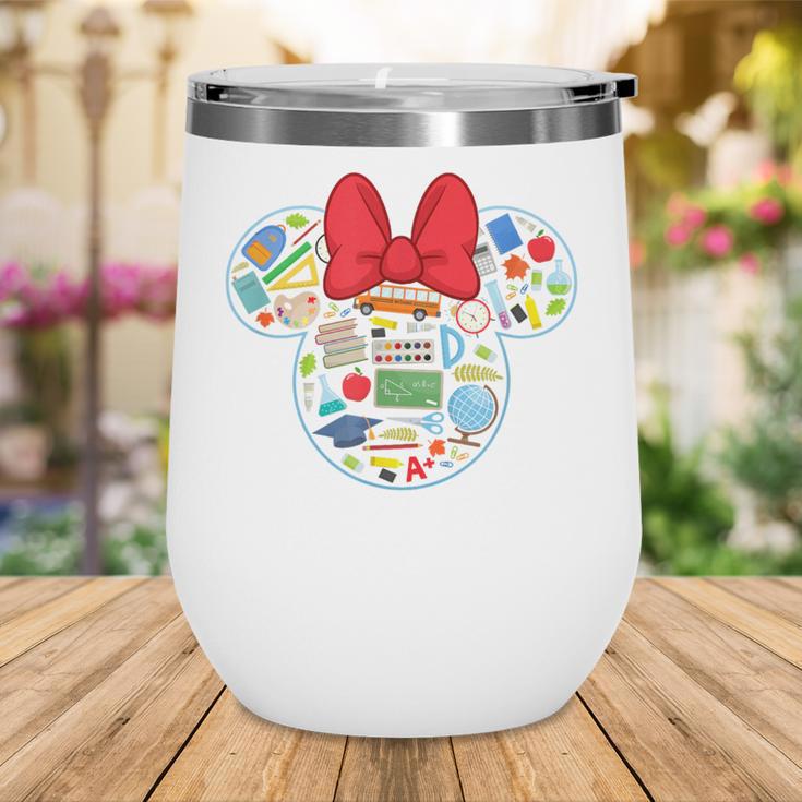 Disney Minnie Mouse Back To School Supplies Face Outline Wine Tumbler Disney Minnie Mouse Back To School Supplies Face Outline Wine Tumbler