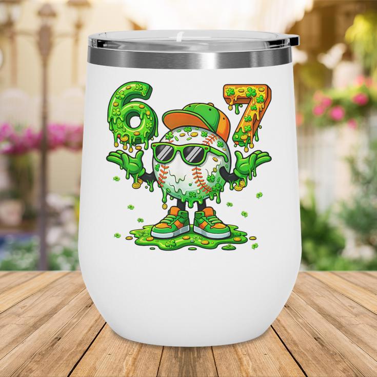 Drip Baseball Irish Shamrock St Patricks Men Boy Kid Wine Tumbler