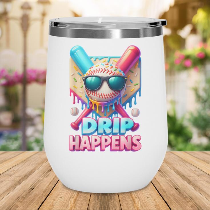 Drip Happens Baseball Ice Cream Bat And Ball With Sunglasses Wine Tumbler Drip Happens Baseball Ice Cream Bat And Ball With Sunglasses Wine Tumbler