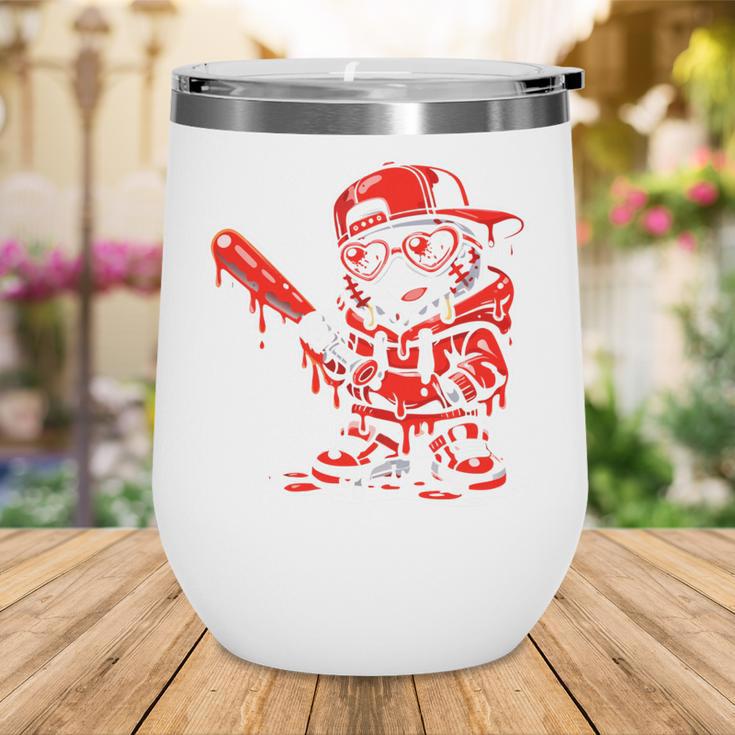 Drippy Baseball Mascot Valentine Heart Glasses Cartoon Wine Tumbler Drippy Baseball Mascot Valentine Heart Glasses Cartoon Wine Tumbler