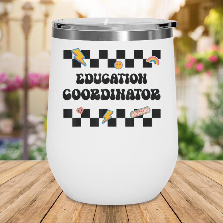 Education Coordinator Groovy Back To School Checkered Wine Tumbler