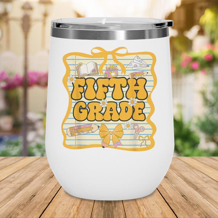 Fifth Grade Back To School Kids Girls Bow 5th Grade Groovy Wine Tumbler