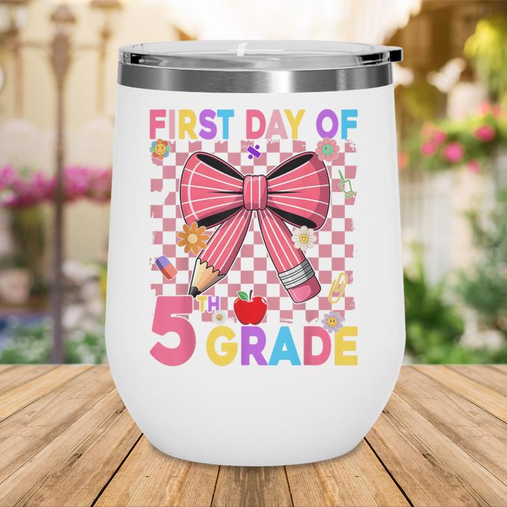 First Day Of 5th Grade Coquette Back To School Girls Kids Wine Tumbler
