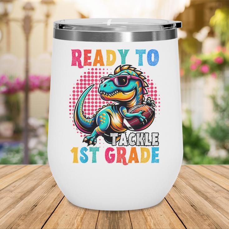 First Day Back To School 1st Grade Boys Football Dinosaur Wine Tumbler First Day Back To School 1st Grade Boys Football Dinosaur Wine Tumbler