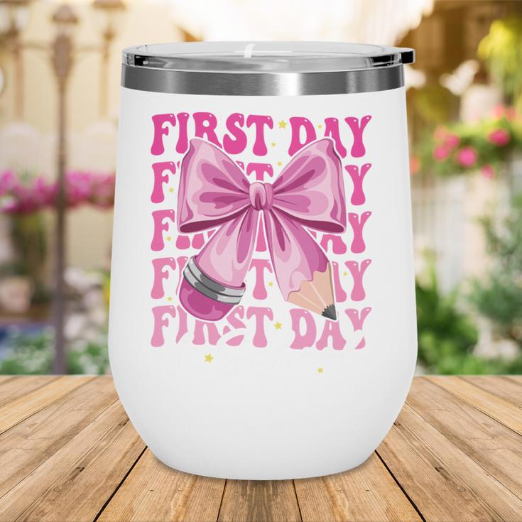 First Day Of School Girls Coquette Bow Back To School Performance Wine Tumbler First Day Of School Girls Coquette Bow Back To School Performance Wine Tumbler