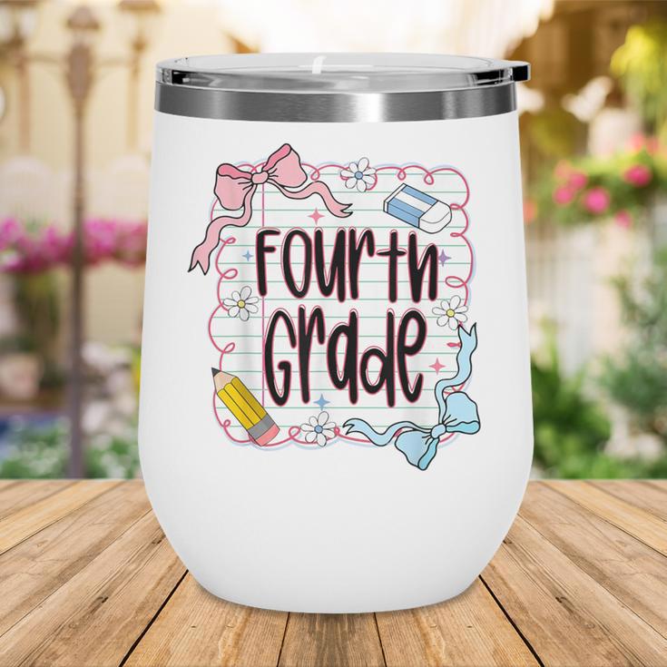 Fourth Grade Back To School For Girls Pink Notebook Wine Tumbler Fourth Grade Back To School For Girls Pink Notebook Wine Tumbler