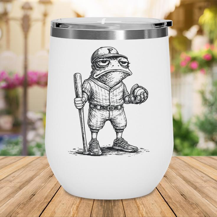 Frog Basketbal Men Women Grumpy Frog Playing Baseball Wine Tumbler Frog Basketbal Men Women Grumpy Frog Playing Baseball Wine Tumbler