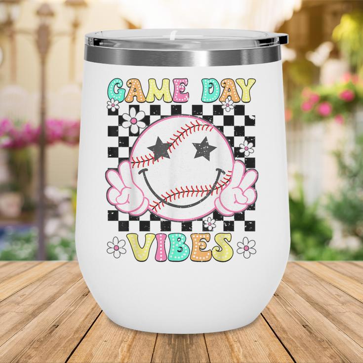 Game Day Vibes Softball Baseball Groovy Game Day Girls Women Wine Tumbler