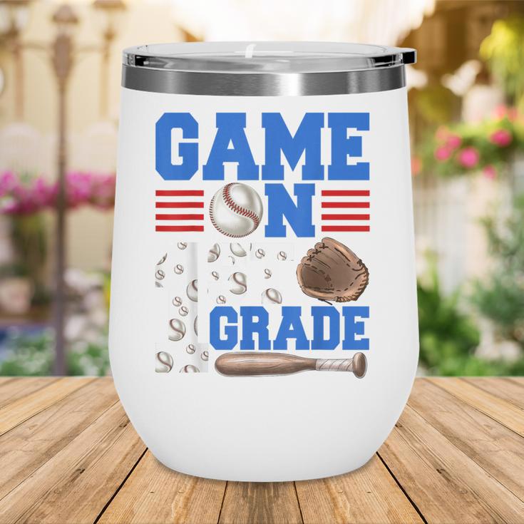 Game On First Grade Boy Baseball Back To School Wine Tumbler