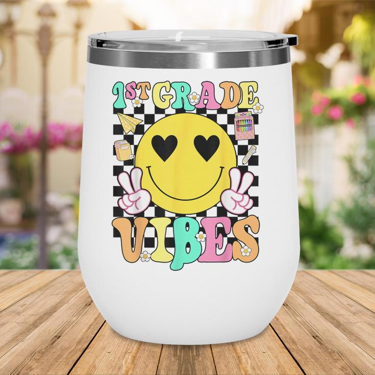 Girls 1st Grade Vibes Smile Face Back To School First Grade Wine Tumbler Girls 1st Grade Vibes Smile Face Back To School First Grade Wine Tumbler