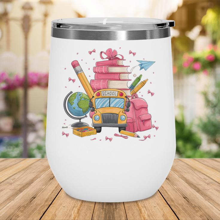 Girls Cute Pink Bows Coquette Aesthetic Back To School Wine Tumbler Girls Cute Pink Bows Coquette Aesthetic Back To School Wine Tumbler