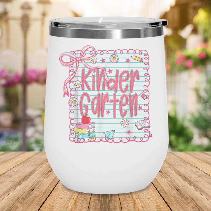 Girls Kindergarten Coquette Bow Pink Preppy Back To School Wine Tumbler Girls Kindergarten Coquette Bow Pink Preppy Back To School Wine Tumbler