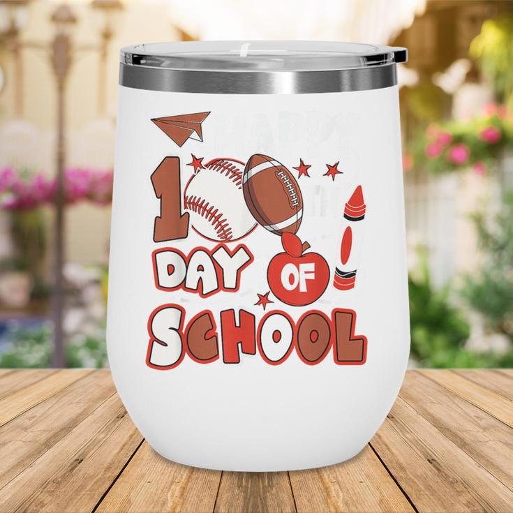 Happy 100 Days Of School Baseball Football PE Teacher Wine Tumbler