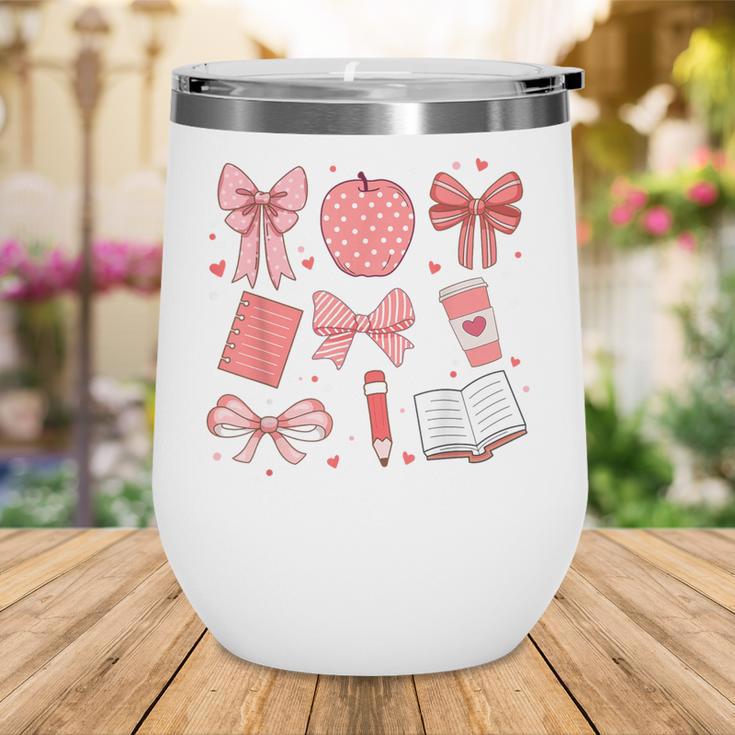 Happy Back To School 1st Day Toddler Girl Boho Coquette Bows Wine Tumbler