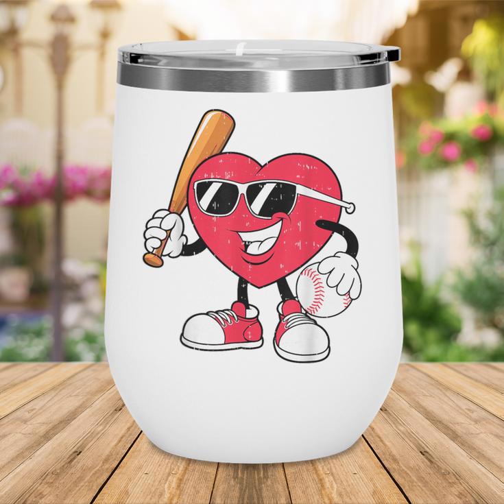 Heart Play Baseball Valentine's Day Teens Boys Girls Kids Wine Tumbler