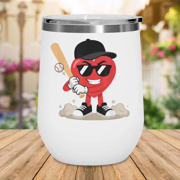 Heart Playing Baseball Valentine Baseball Wine Tumbler