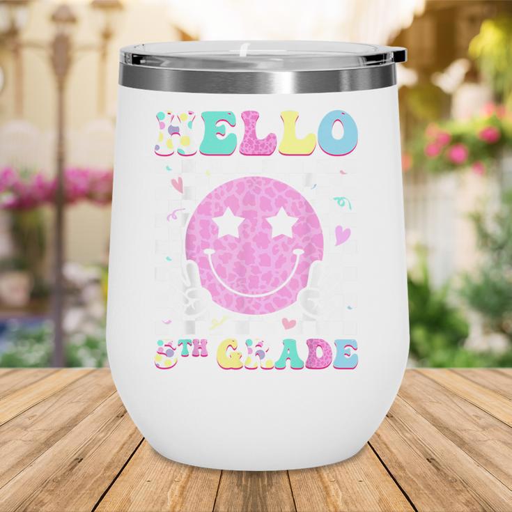 Hello 5th Grade Groovy Back To School Fifth Grade Girls Kids Wine Tumbler