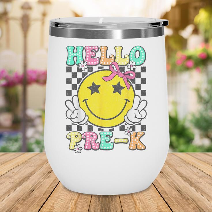 Hello Pre-K Coquette Bow Back To School Preschool Girl Wine Tumbler