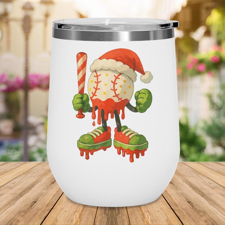 Ice Cream Drip Baseball Christmas Baseball Drip Candy Cane Wine Tumbler Ice Cream Drip Baseball Christmas Baseball Drip Candy Cane Wine Tumbler