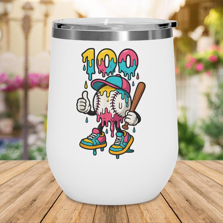 Ice Cream Drip Baseball Party 100 Days Of School Teacher Wine Tumbler